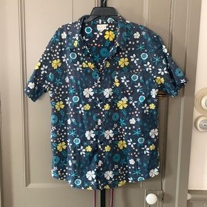 Mens blue flowered dress shirt, XXL